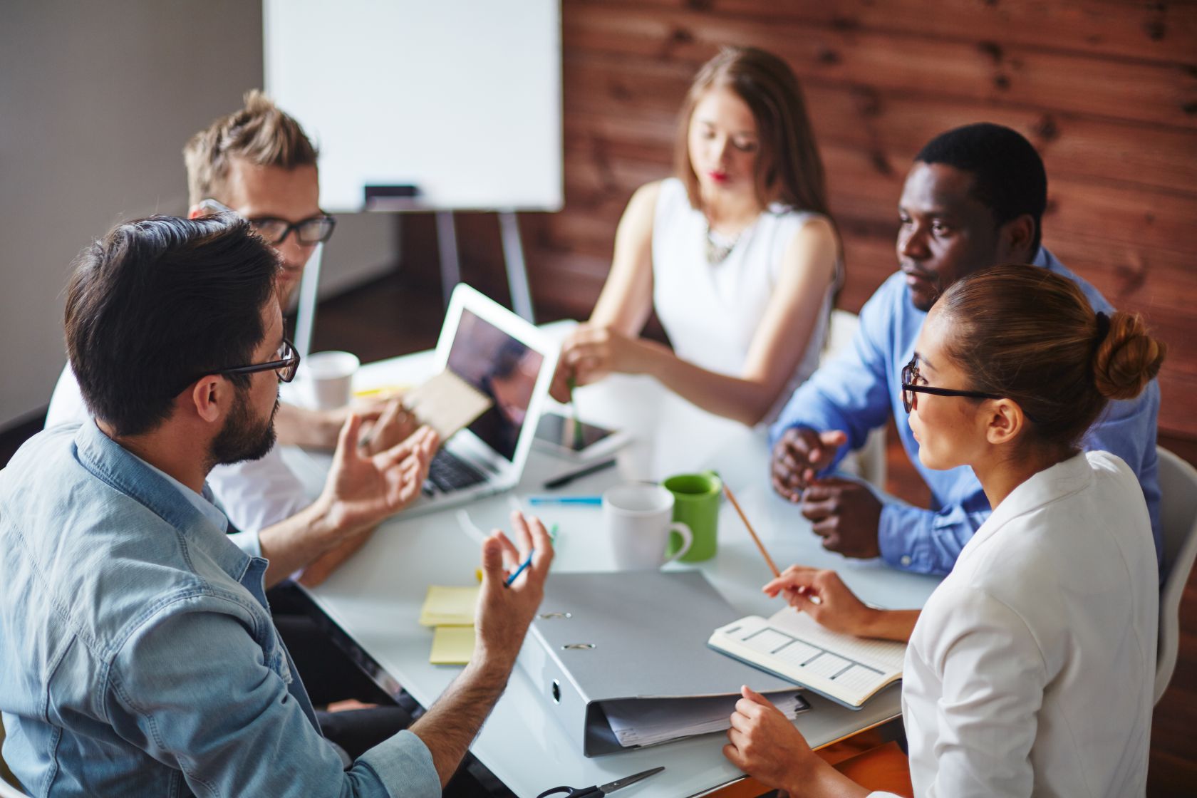 staffing agency working together in office